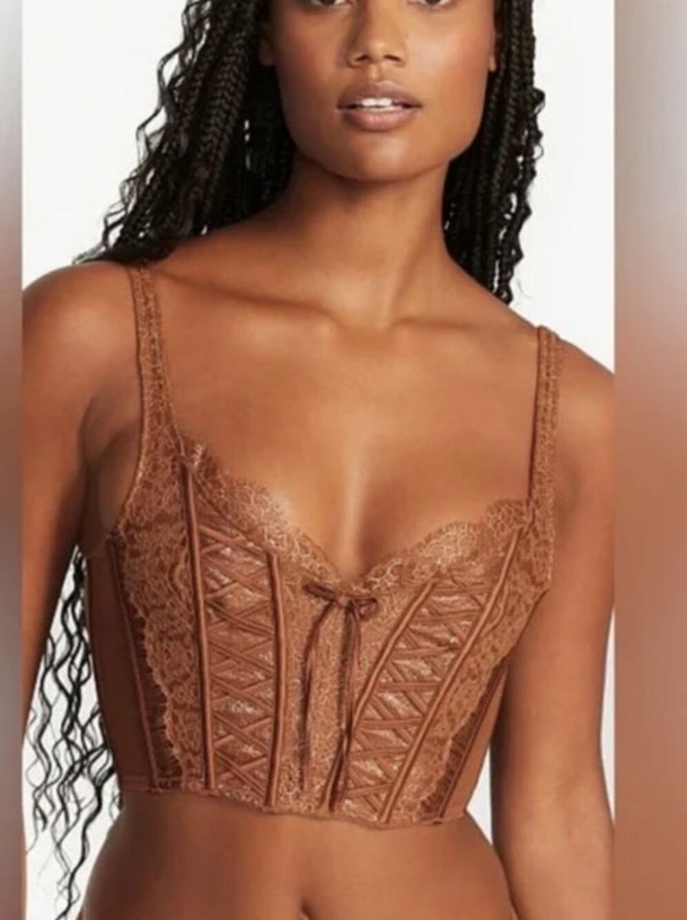 Victoria’s Secret Brown Lace Corset Top Bustier Y2K Lingerie Size XS NWT